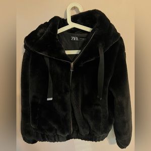 Zara, Faux Fur Hooded Jacket